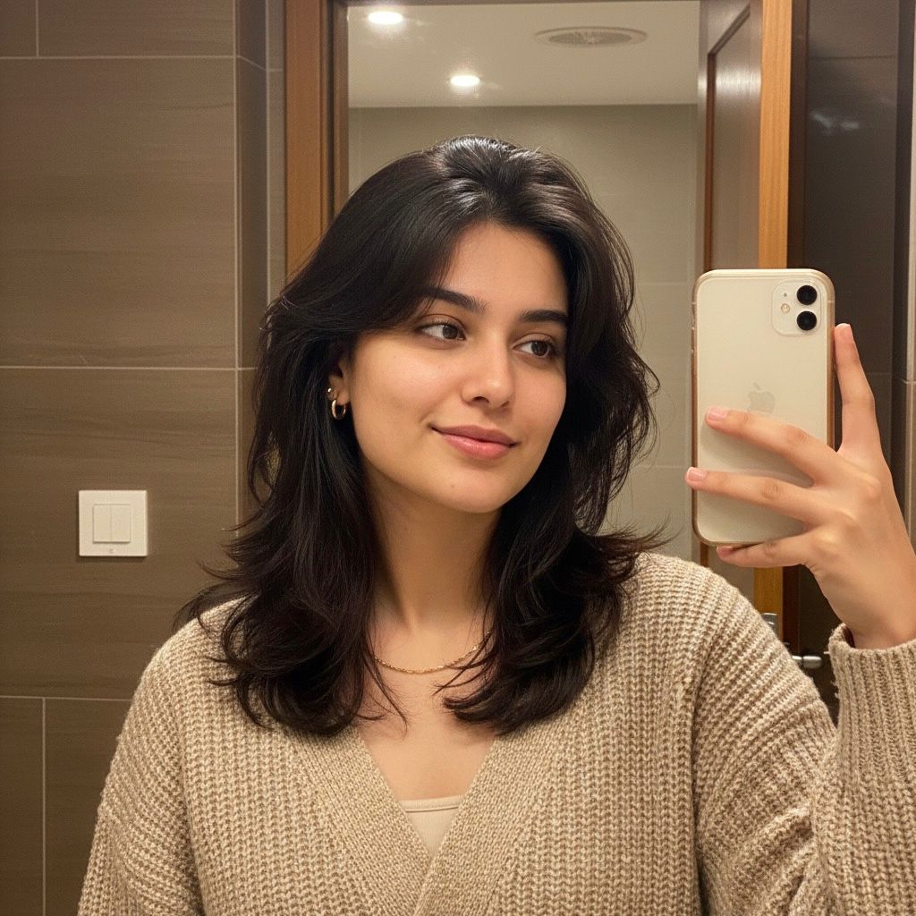 Call Girl in Zirakpur - Elegant companion taking a mirror selfie for escort service.