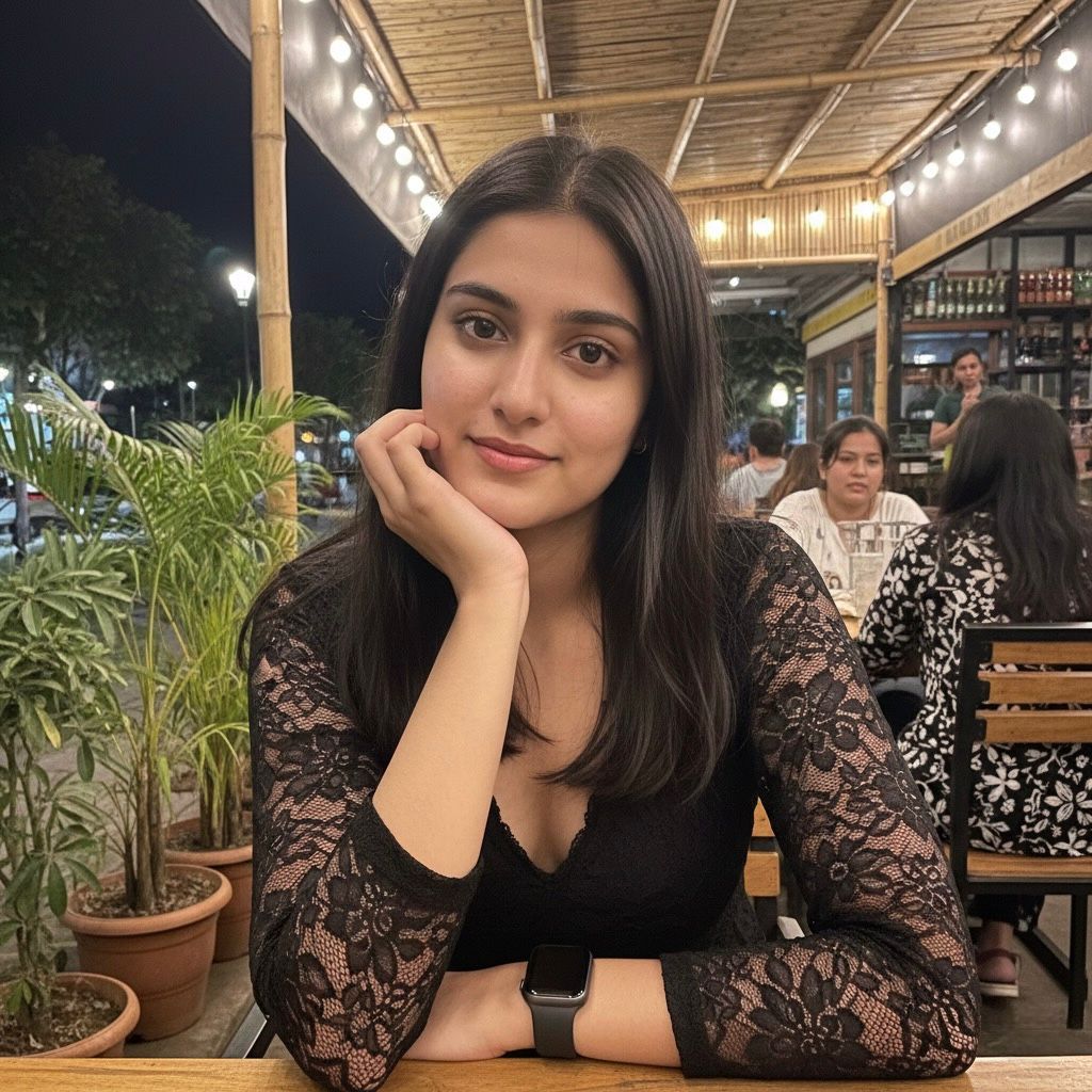 High-class Zirakpur Escort Service companion in a black lace top, ready for an evening date.